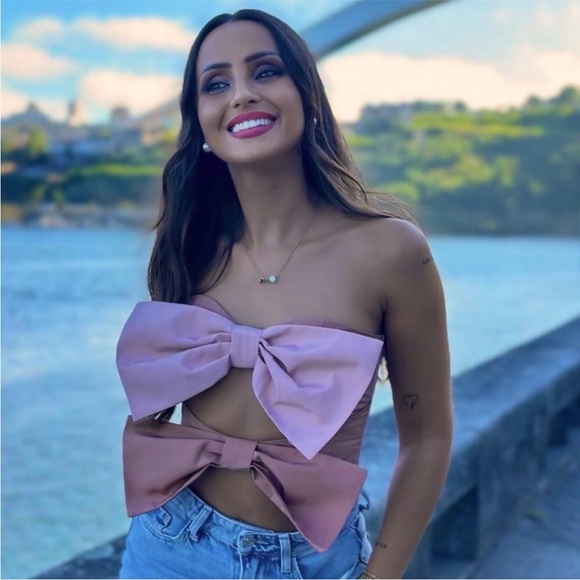 Zara Bow Taffeta Top NWT - Picture 2 of 16